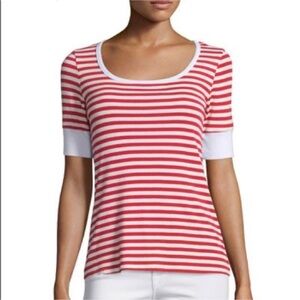 Frame Red White Stripe Short Sleeve Top Sz L